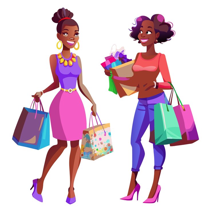 Vetor ilustração de pessoas negras a fazer compras