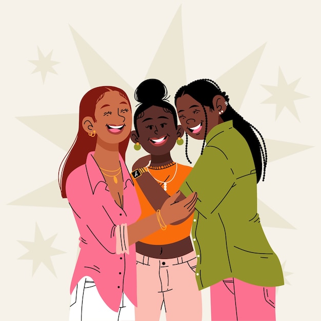Ilustração de pessoas negras felizes desenhada à mão