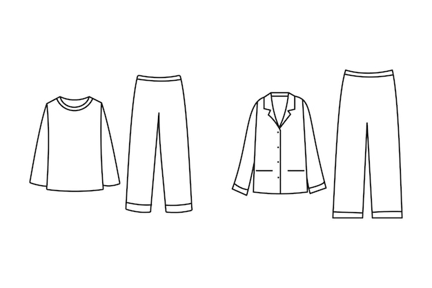 Ilustração de pijama em preto e branco