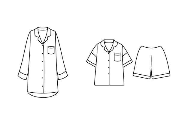 Ilustração de pijama em preto e branco