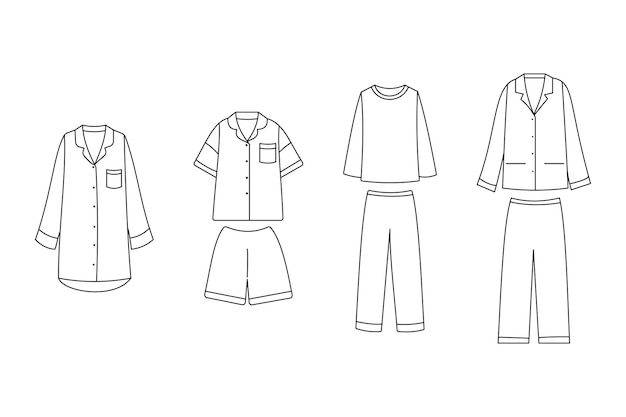 Ilustração de pijama em preto e branco