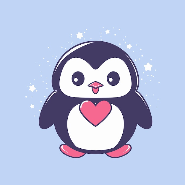 Ilustração de pinguim bonito para crianças clipart de animais adoráveis para crianças desenho animado plano vetorial