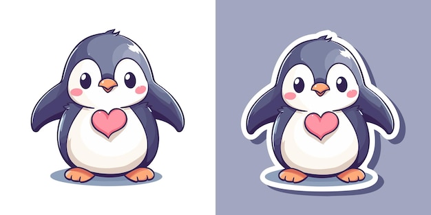 Ilustração de pinguim bonito para crianças clipart de animais adoráveis para crianças desenho animado plano vetorial