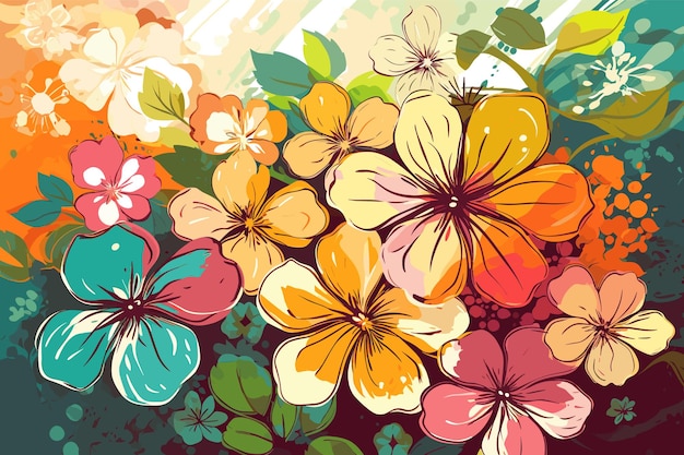 Vetor ilustração de pintura de arte vetorial de flores pintadas à mão em aquarela