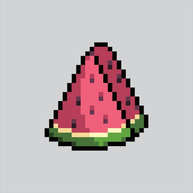 Ilustração de pixel art melancia melancia pixelizada fatia de ícone de melancia de verão pixelizada