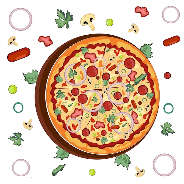 Ilustração de pizza elemento alimento elemento estético