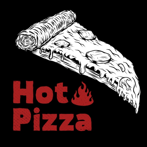 Ilustração de pizza em preto. elemento para o menu, cartaz. ilustração