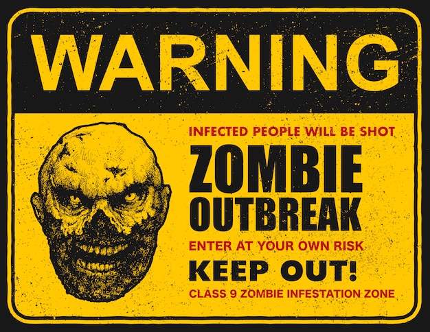 ilustração de placa de sinal de surto de zumbi