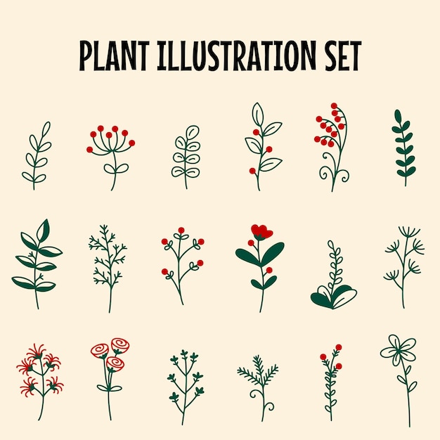 Ilustração de planta de desenho animado bonito definido para padrão e decoração ícone de design de festa