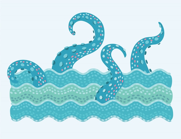 Ilustração de polvo tentáculo nas ondas