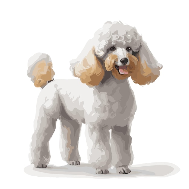 Vetor ilustração de poodle brincalhão arte vetorial editável desenho vetorial personalizável