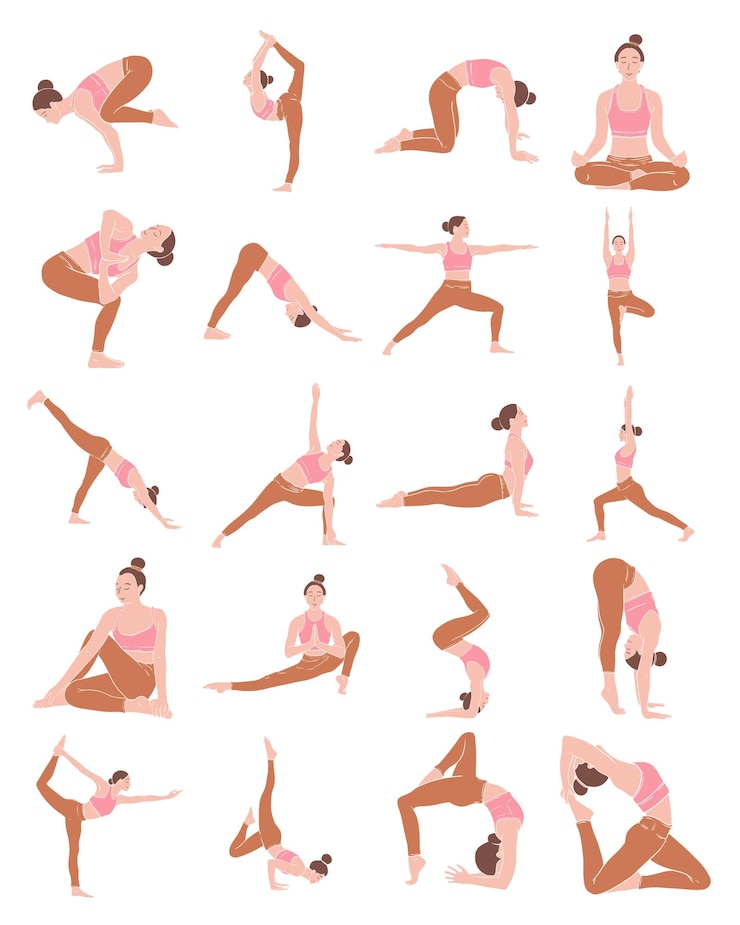 Vetor ilustração de pose de ioga de mulher
