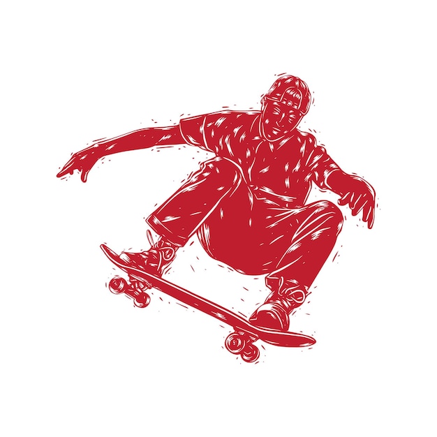 Ilustração de pose de skate