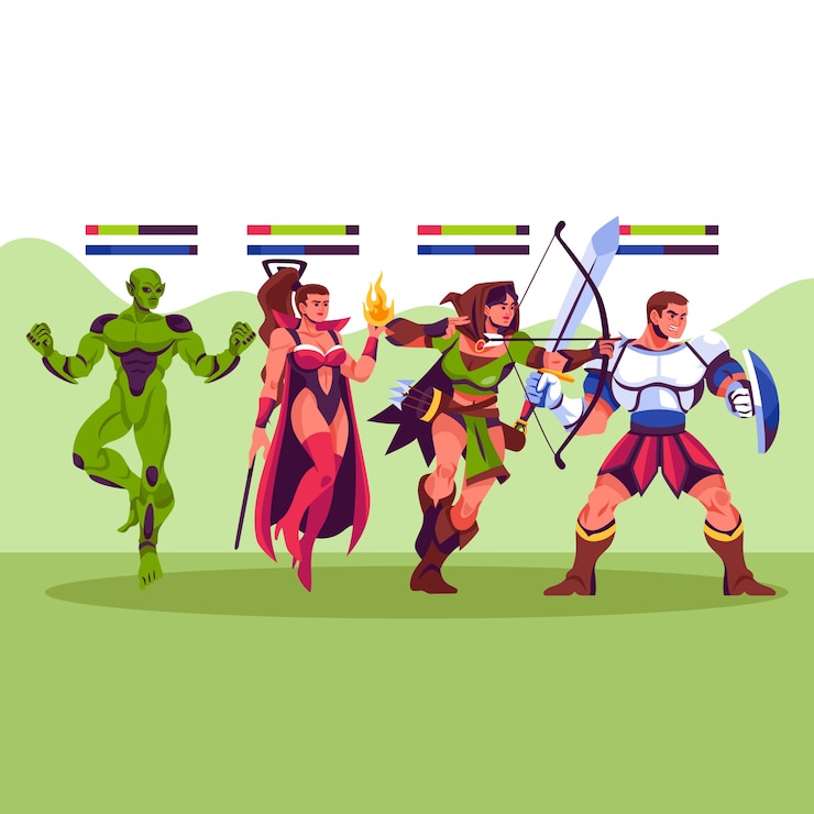Vetor ilustração de poses de jogo desenhadas à mão