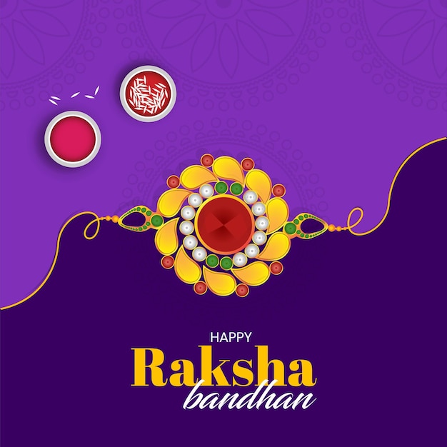 Ilustração de pôster de banner de promoção e venda com rakhi decorativo para índio raksha bandhan