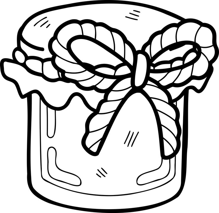 Vetor ilustração de pote de geléia de morango desenhada à mão
