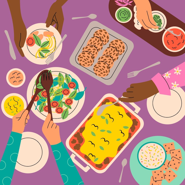 Vetor ilustração de potluck desenhada à mão