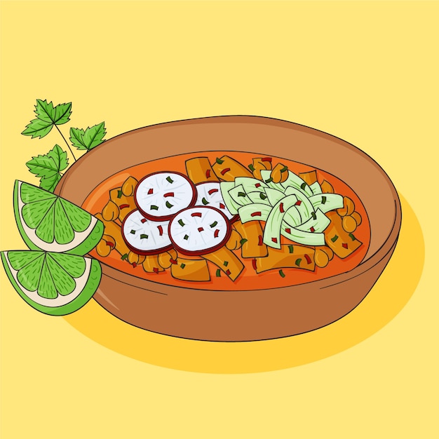 Ilustração de Pozole em estilo desenhado à mão