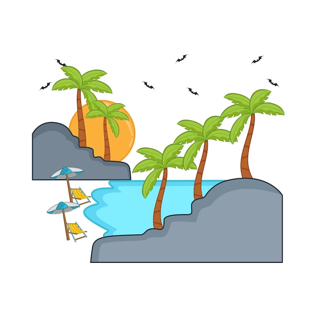 Ilustração de praia