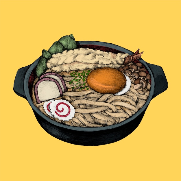 Ilustração, de, prato japonês