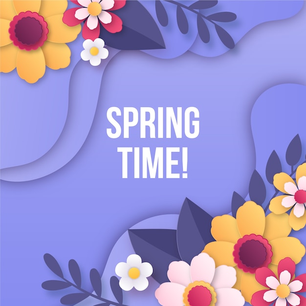 Ilustração de primavera de estilo de papel