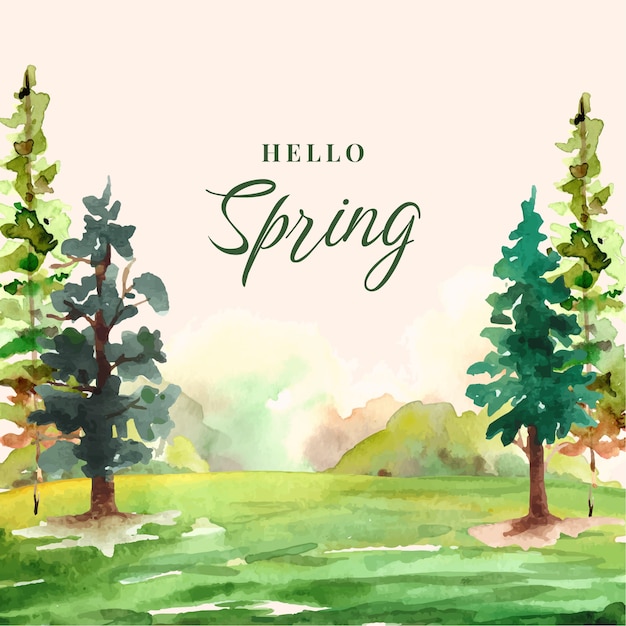 Ilustração de primavera em aquarela
