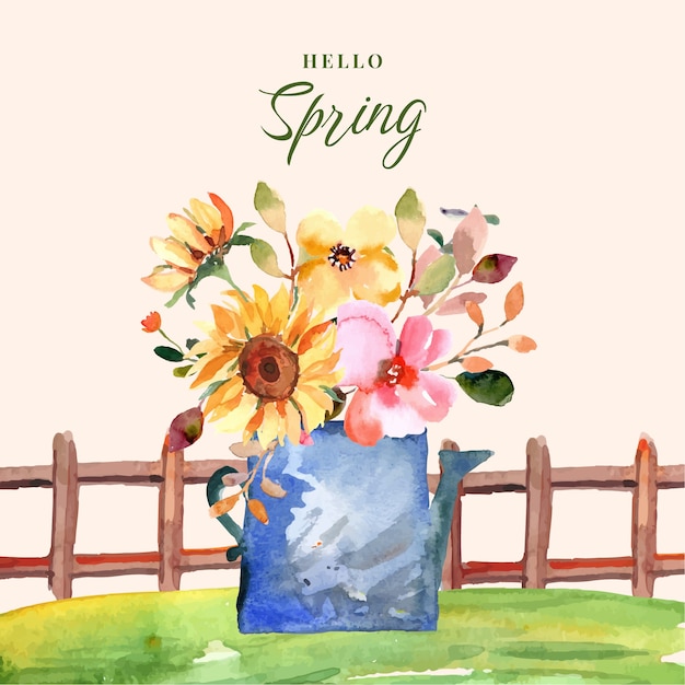 Vetor ilustração de primavera em aquarela