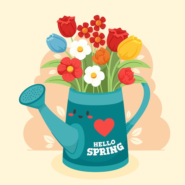 Vetor ilustração de primavera floral plana