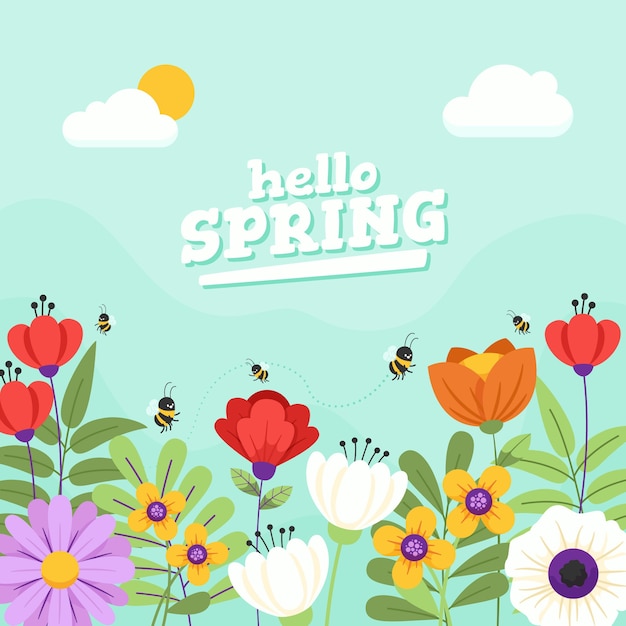 Ilustração de primavera floral plana