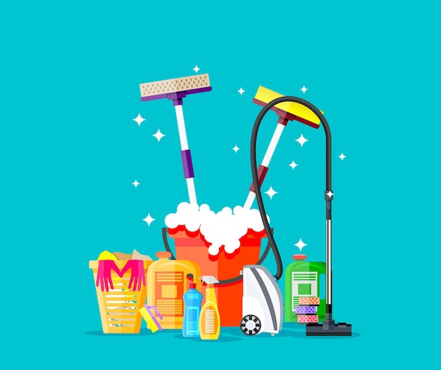 Ilustração de Produtos de Limpeza
