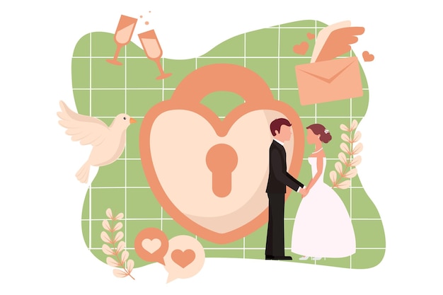 Vetor ilustração de projeto de apartamento para festa de casamento