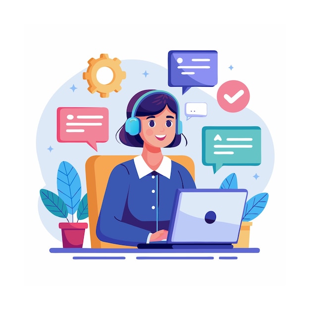 Ilustração de projeto plano de suporte ao cliente
