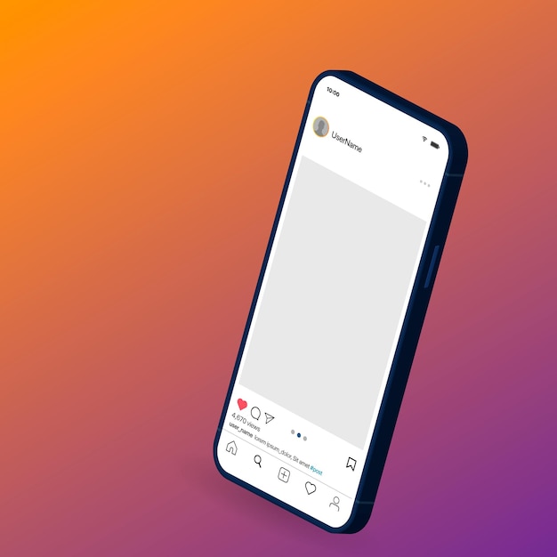 Ilustração de quadro de postagem de mídia social perfeita maquete de smartphone realista