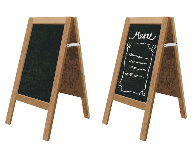 ilustração de quadro-negro de menu de madeira de restaurante e cafeteria