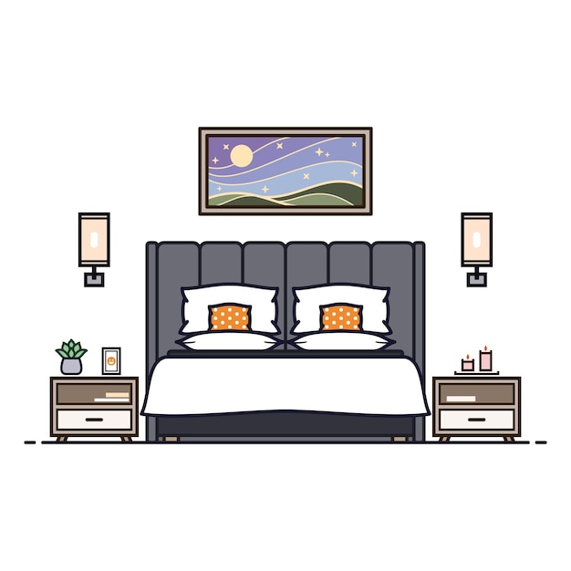 Ilustração de quarto em estilo contemporâneo colorido