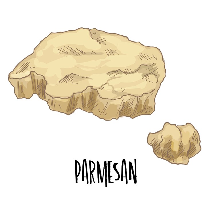 Vetor ilustração de queijo parmesão desenhada à mão