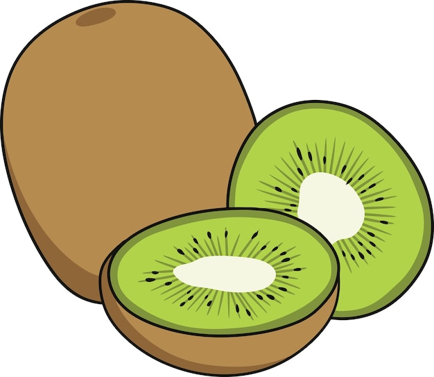 Vetor ilustração de quivi. estilo de desenho animado de kiwi. conceito de fruta plana