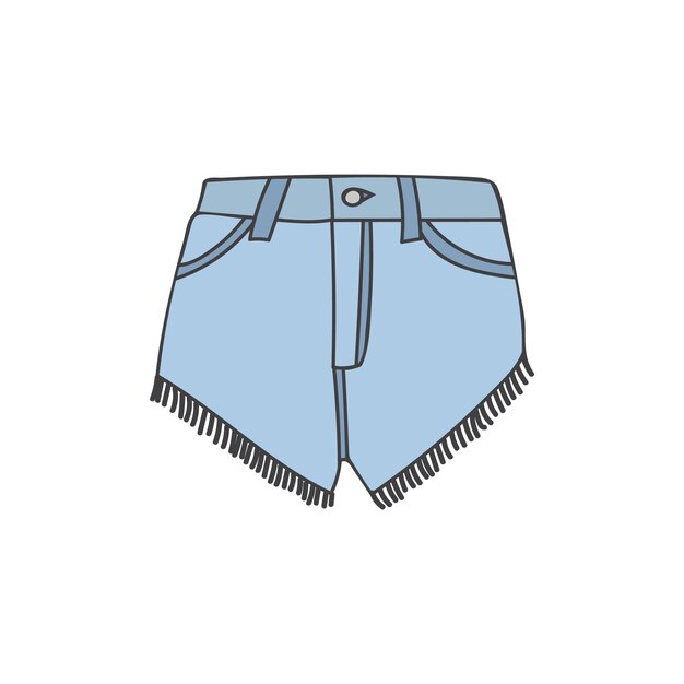Ilustração de rabisco colorido curto de jeans em vetor