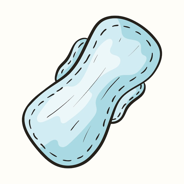 Ilustração de rabiscos isolados em vetor de absorvente feminino para menstruação