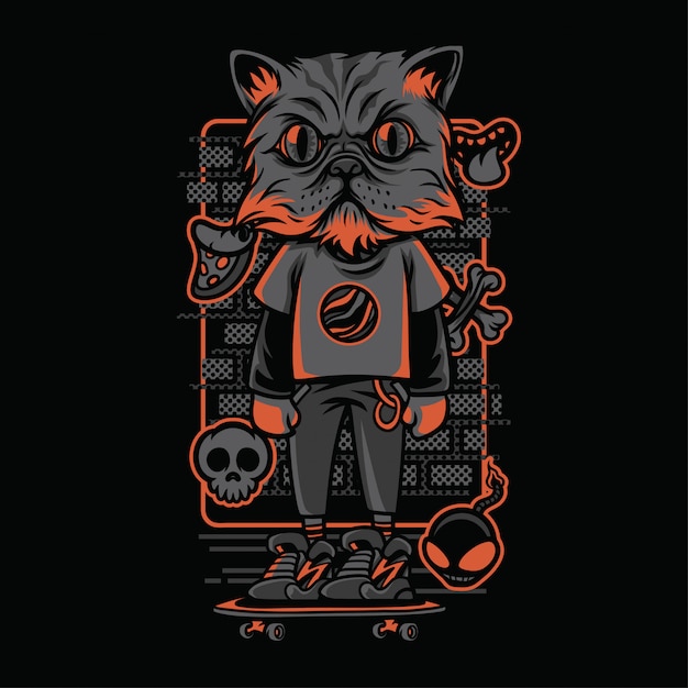 Ilustração de raças de gatos de estilo de rua
