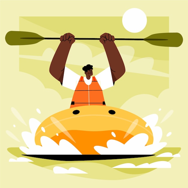 Vetor ilustração de rafting desenhada à mão