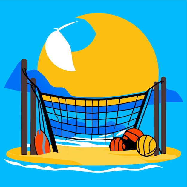 Ilustração de rede de voleibol de praia desenhada à mão