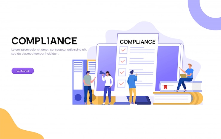 Vetor ilustração de regras de conformidade, empresário oferecendo para assinar o conceito de contrato comercial, as pessoas discutem regulamento, pode usar para, página inicial, modelo, interface do usuário, web, página inicial, cartaz, banner, panfleto