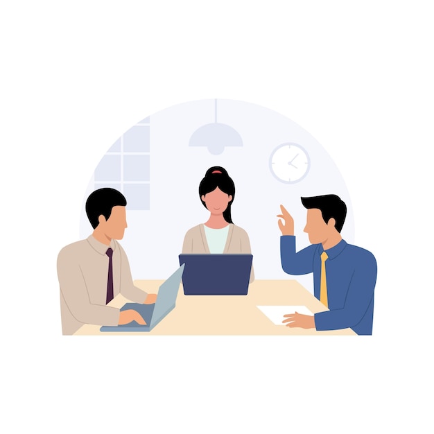 Ilustração de reunião de equipe de negócios Comunicação corporativa Trabalho em equipe Colaboração