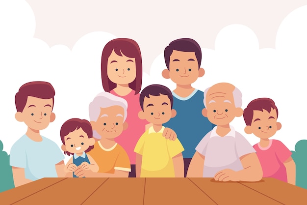 Ilustração de reunião de família desenhada à mão