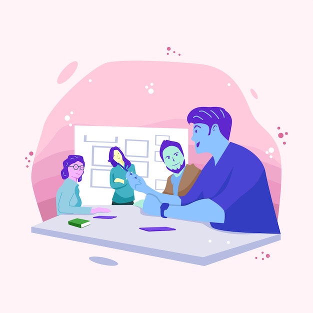 Ilustração de reunião de pessoas de negócios
