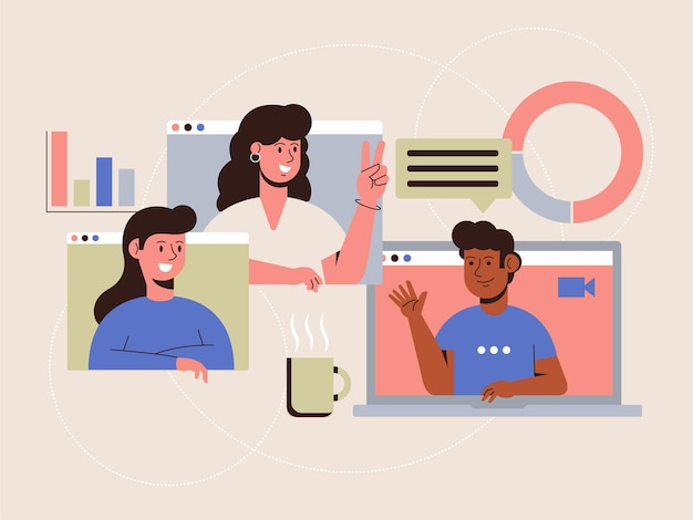 Ilustração de reunião online