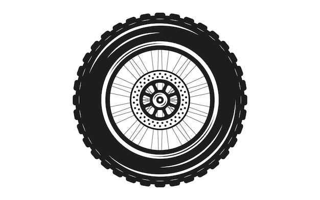 Vetor ilustração de roda de moto preto e branco