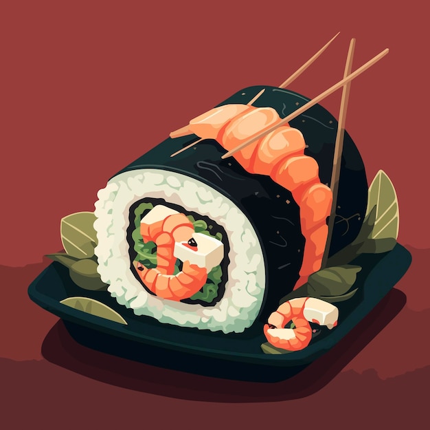 Vetor ilustração de rolo de sushi delicius