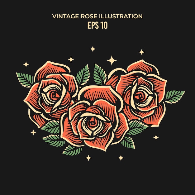 Vetor ilustração de rosas vintage desenhadas à mão